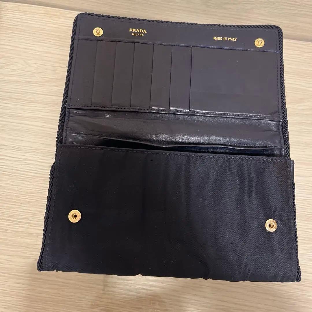 希少 PRADA 長財布 ブラック ナイロン ビーズ プラダ 財布