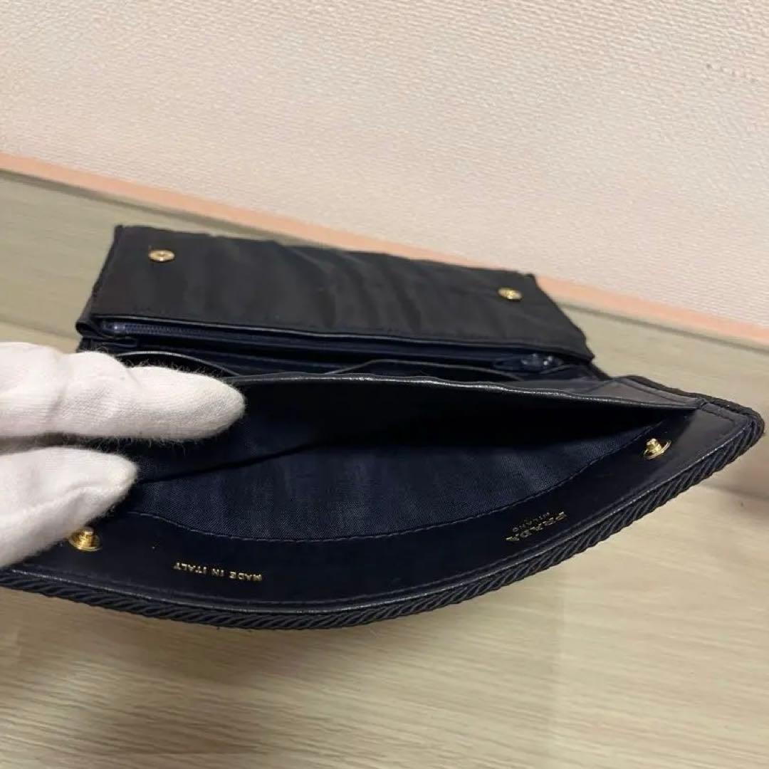 希少 PRADA 長財布 ブラック ナイロン ビーズ プラダ 財布