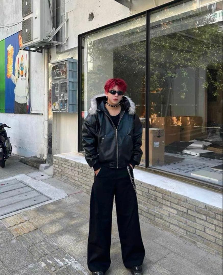 Y2K fur leather down Parker ファー着脱可能