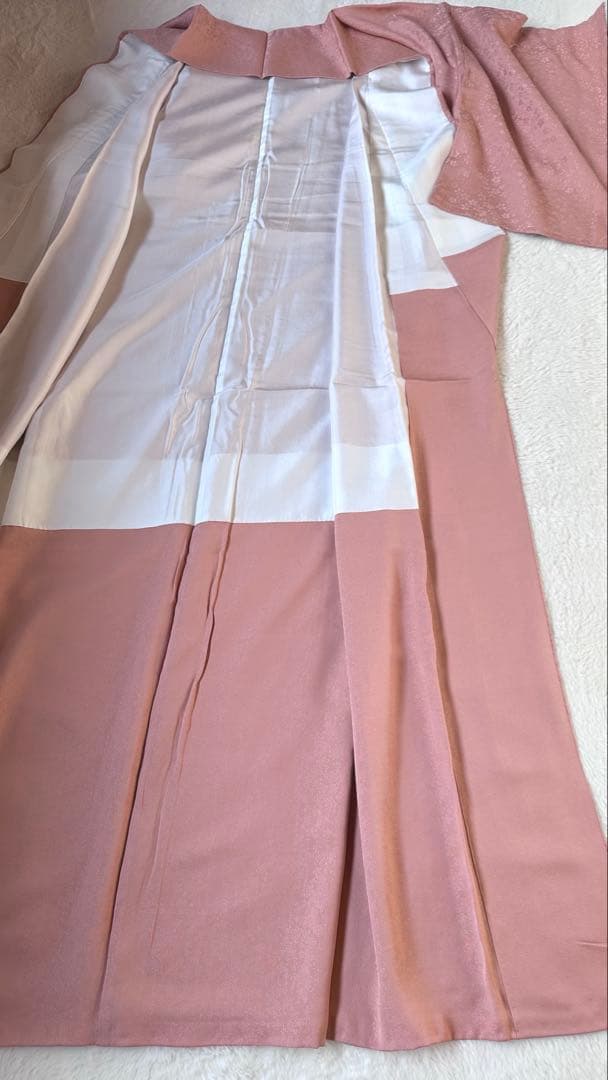 未使用　色無地　鴇羽色　桜の地紋