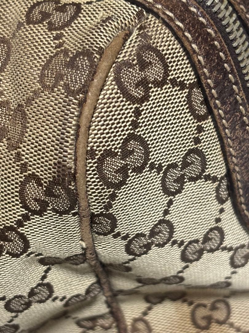 GUCCI ハンドバッグ GG柄 キャンバス生地 茶色