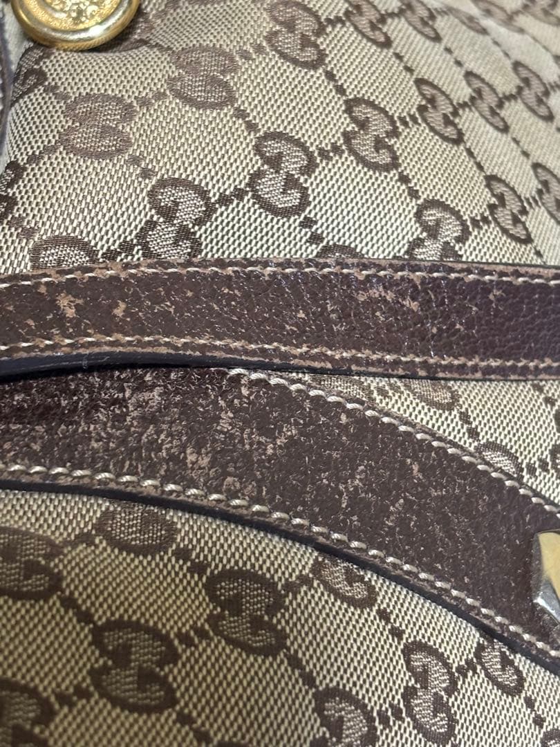 GUCCI ハンドバッグ GG柄 キャンバス生地 茶色