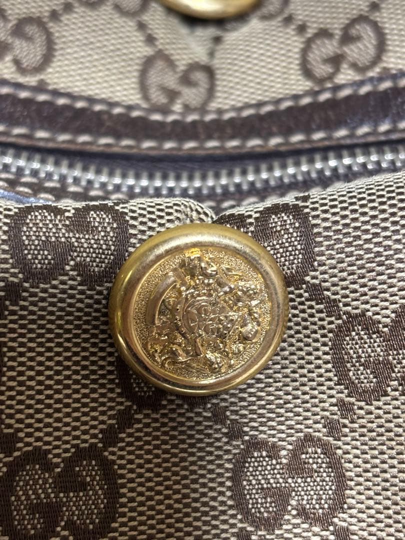 GUCCI ハンドバッグ GG柄 キャンバス生地 茶色