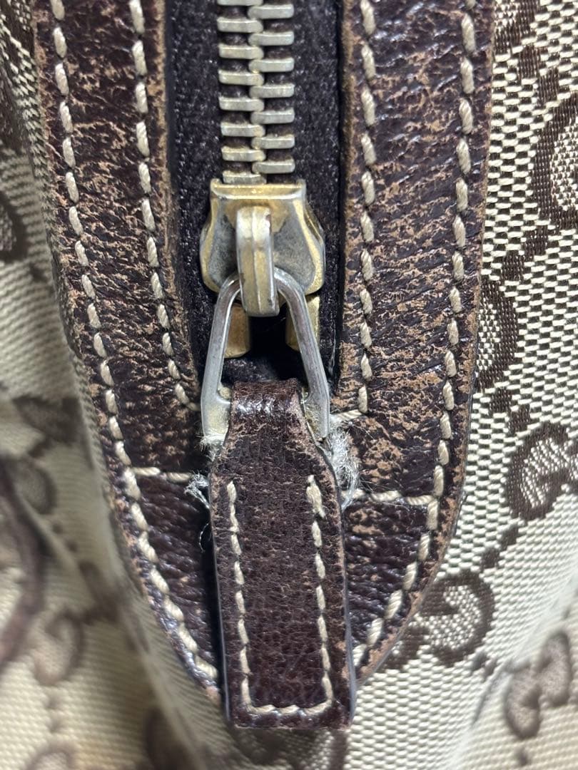 GUCCI ハンドバッグ GG柄 キャンバス生地 茶色