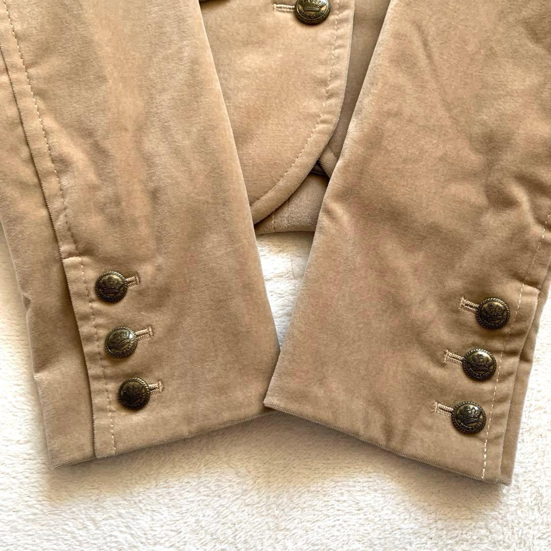 バーバリー　テーラードジャケット　ベロア　36 ベージュ　ノバチェック　シングル