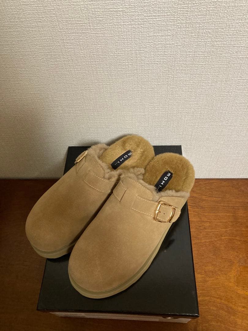 【美品】ＭＯＨI... モヒ ファーサボ スリッポン ベージュ37