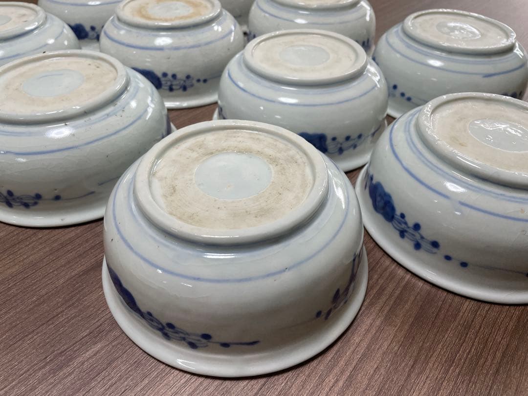 【現状品】古伊万里 染付 花蝶柄 菓子鉢10個セット アンティーク レトロ 陶器