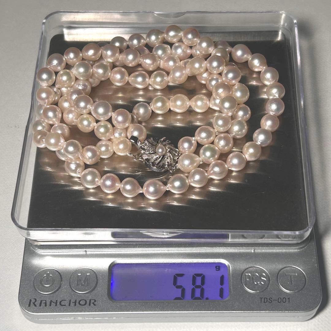 【テリ強✨】あこや バロック 2連 ネックレス 本真珠 パール 干渉色◎ 7.0