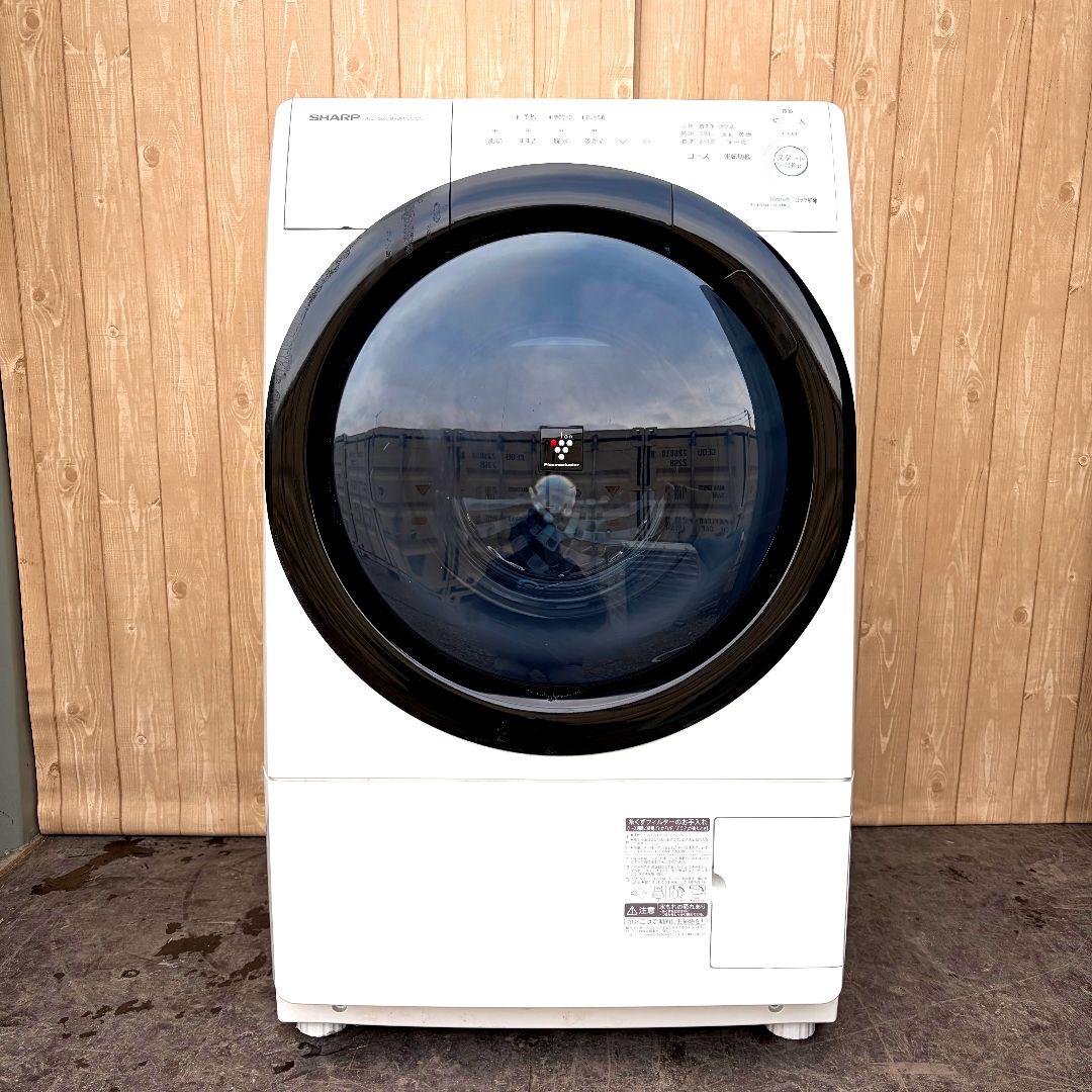 配送設置無料！純正シャープおしゃれ大容量ジャストサイズドラム洗濯機！完動超美品！