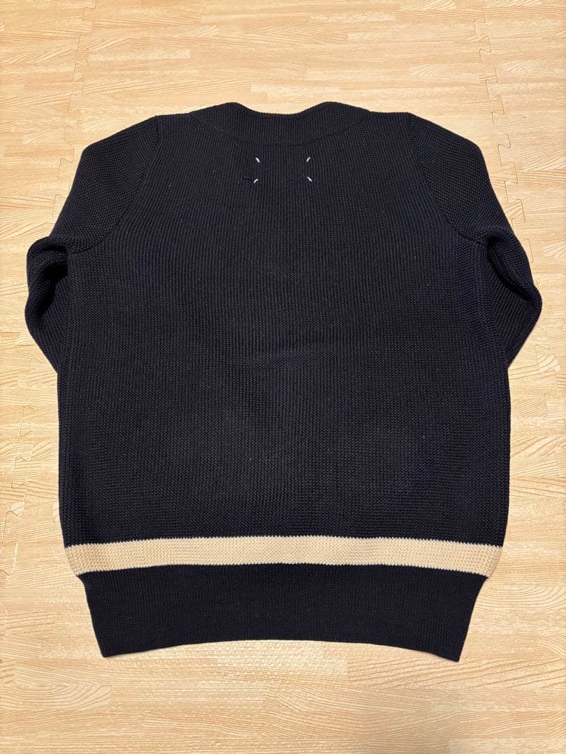 マルジェラ14 REPLICA ローゲージVネックニット Sサイズ ネイビー