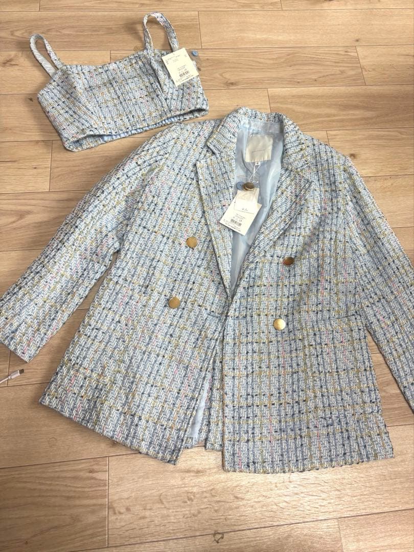【未使用】MERCURYDUO オリジナルツイードジャケット+ビスチェセット