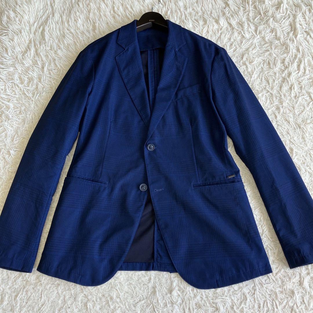 ◎人気デザイン ZARA ブルー系スーツ 軽量 チェック柄 ロゴプレートL 1