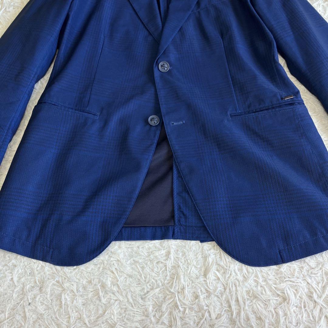 ◎人気デザイン ZARA ブルー系スーツ 軽量 チェック柄 ロゴプレートL 1