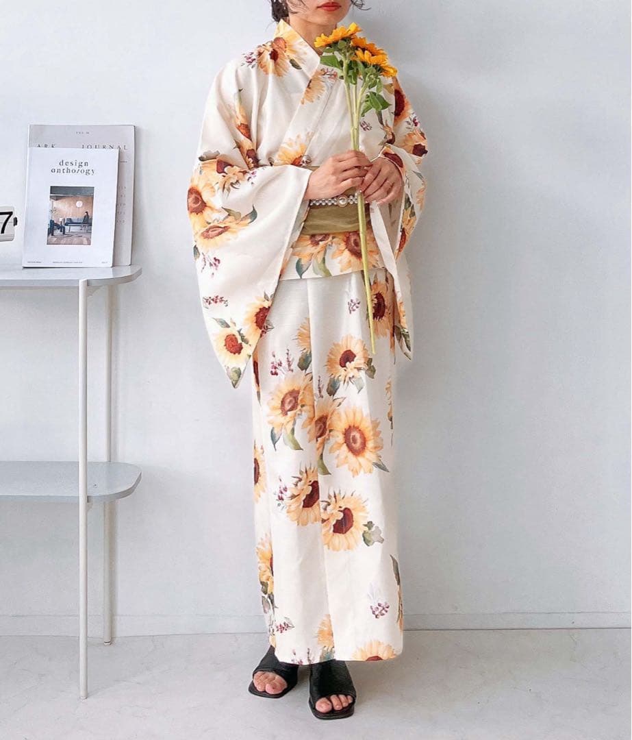 浴衣 ワンピース 2WAY ひまわり