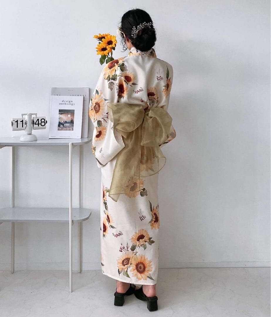 浴衣 ワンピース 2WAY ひまわり