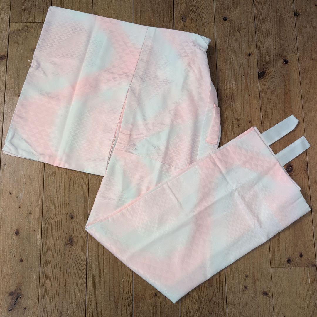 【ピンク×ホワイト暈し三角地紋】紙人形仕立て　長襦袢　衣紋抜き付