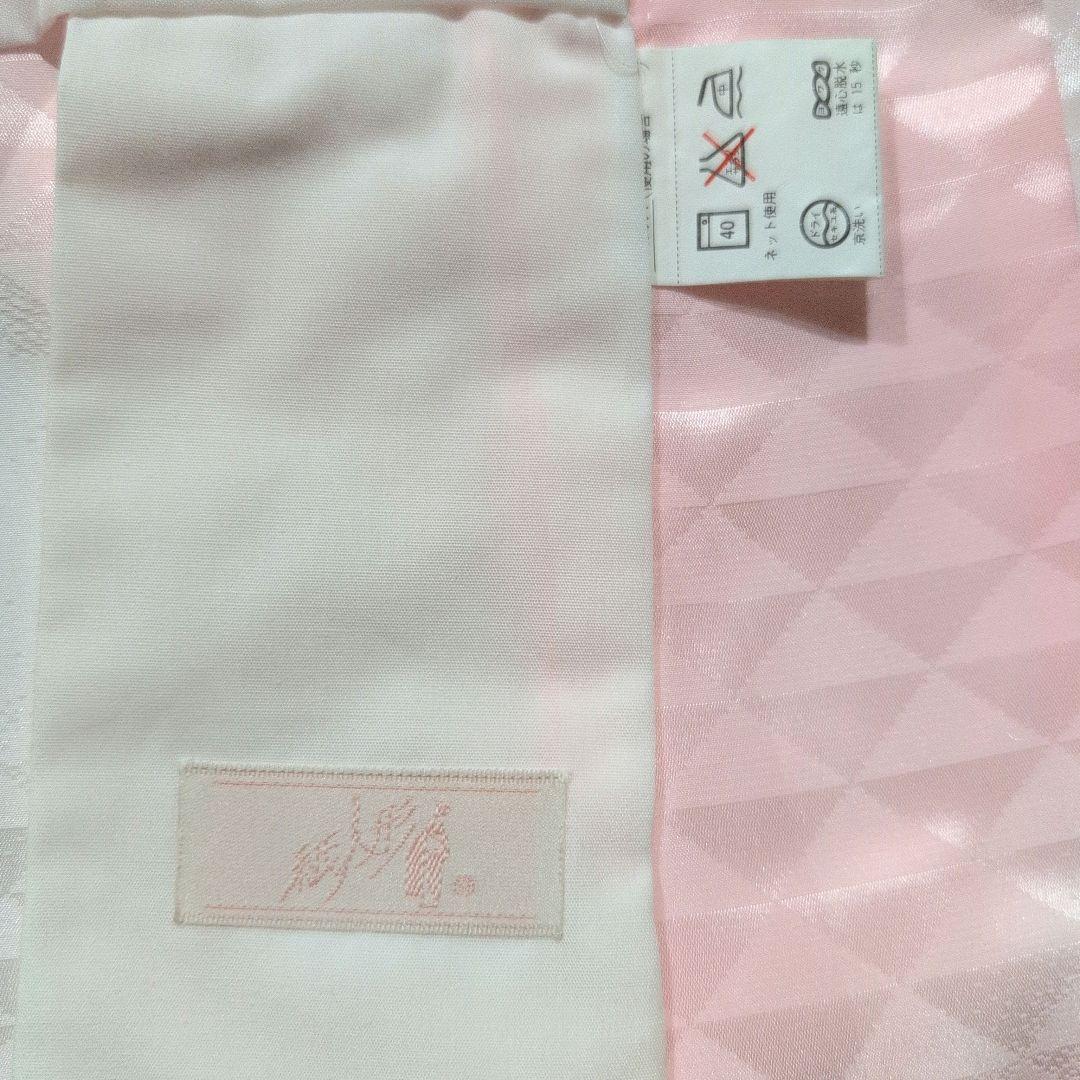 【ピンク×ホワイト暈し三角地紋】紙人形仕立て　長襦袢　衣紋抜き付