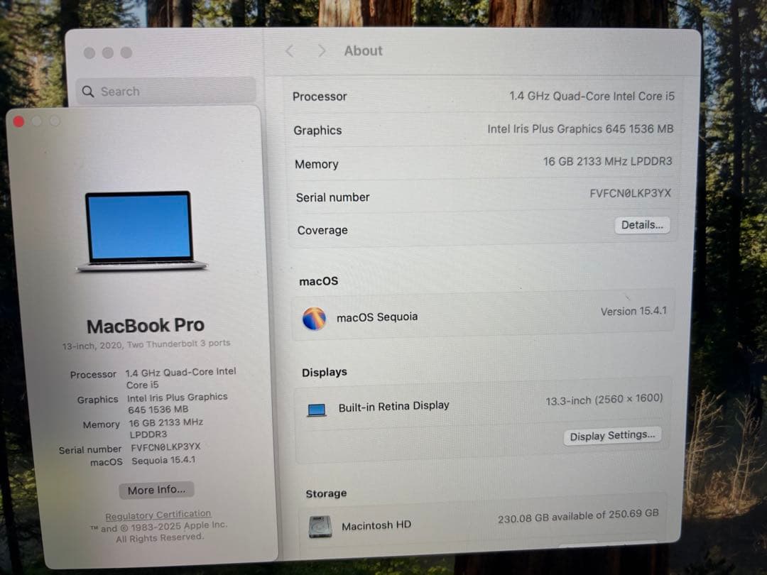 MacBook Pro 13インチ　2020 A2289 256GB 16GB