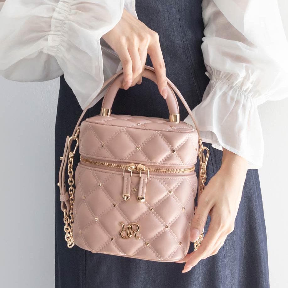 RANDA ランダ ハートスタッズ 2WAY キルティングバニティバッグ ピンク