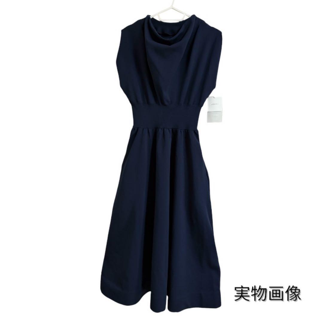【新品未使用】CELFORD ドレープネックニットワンピース NVY 38