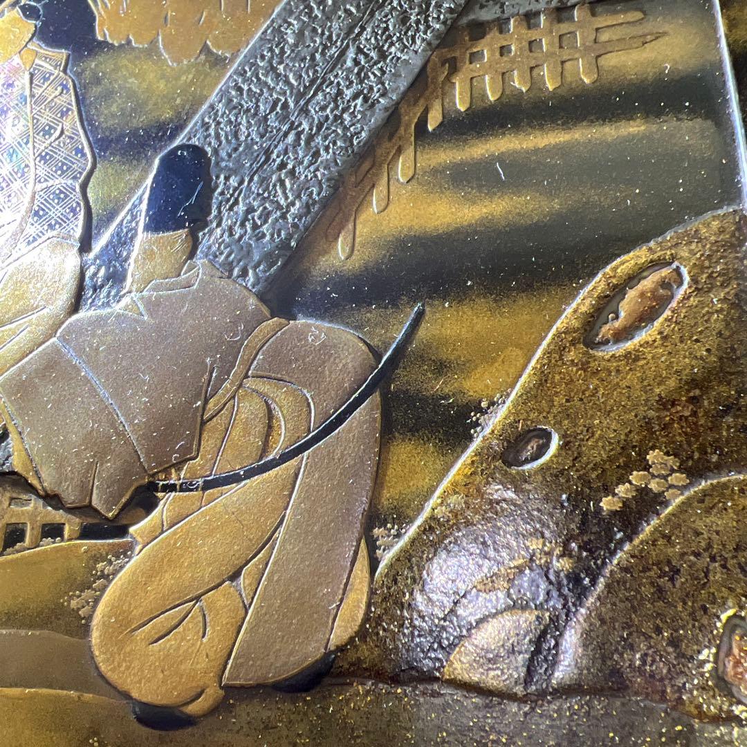 専用　時代盛蒔絵　八橋図盆　木箱付　幅25.8㎝　東Y7-1229☆2Fトヒルト