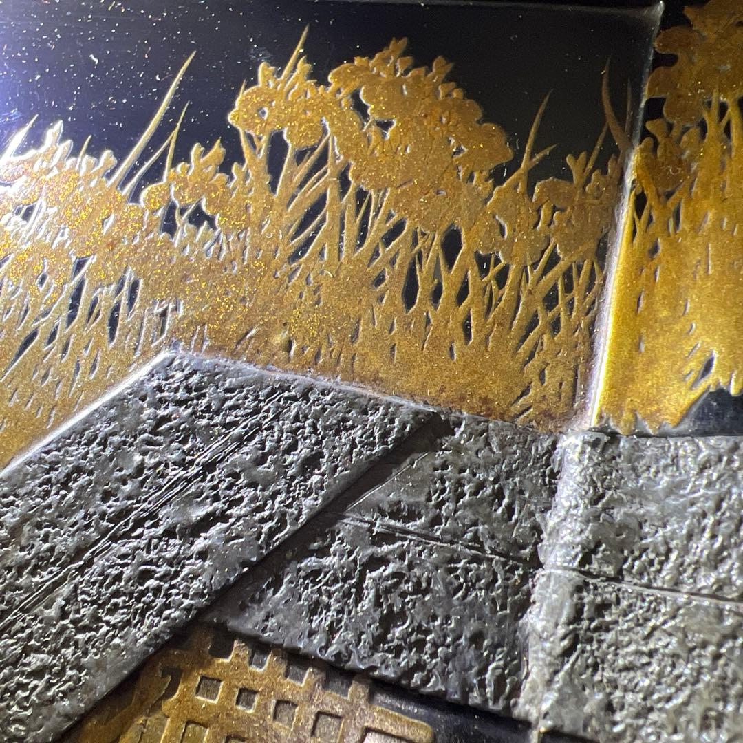 専用　時代盛蒔絵　八橋図盆　木箱付　幅25.8㎝　東Y7-1229☆2Fトヒルト