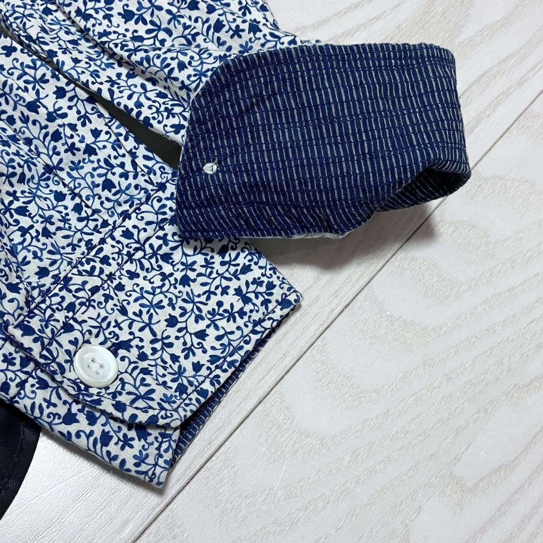 【美品】45R フラワータペットの908オーシャンスタンドシャツ 小花　ブラウス