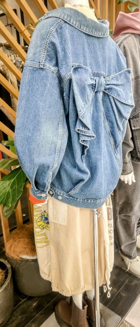 バックリボン付きデニムジャケット　RODEO　CROWN