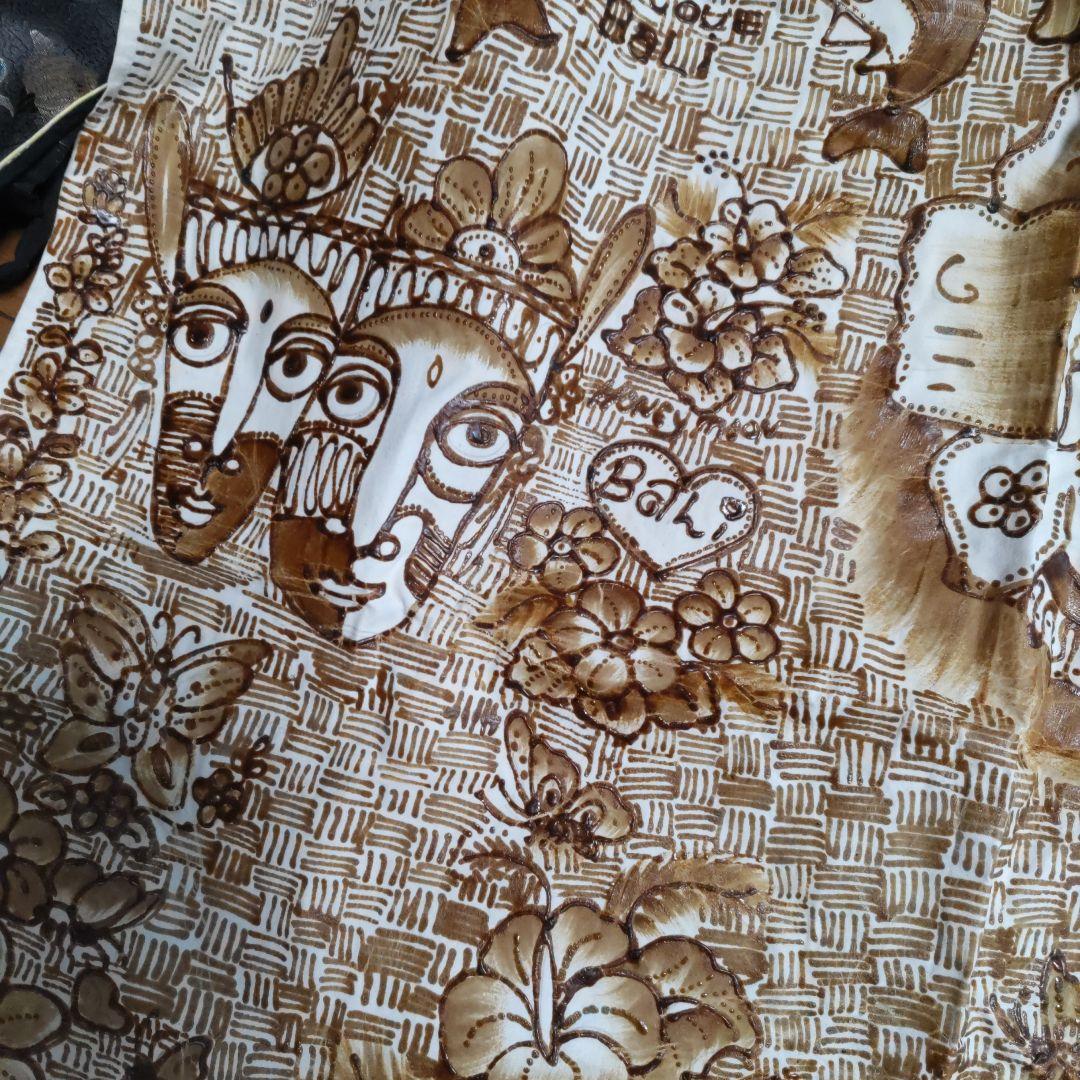 《バリ島、手描蝋纈ア―ト画生地》（未使用）タペストリー、インテリア1734