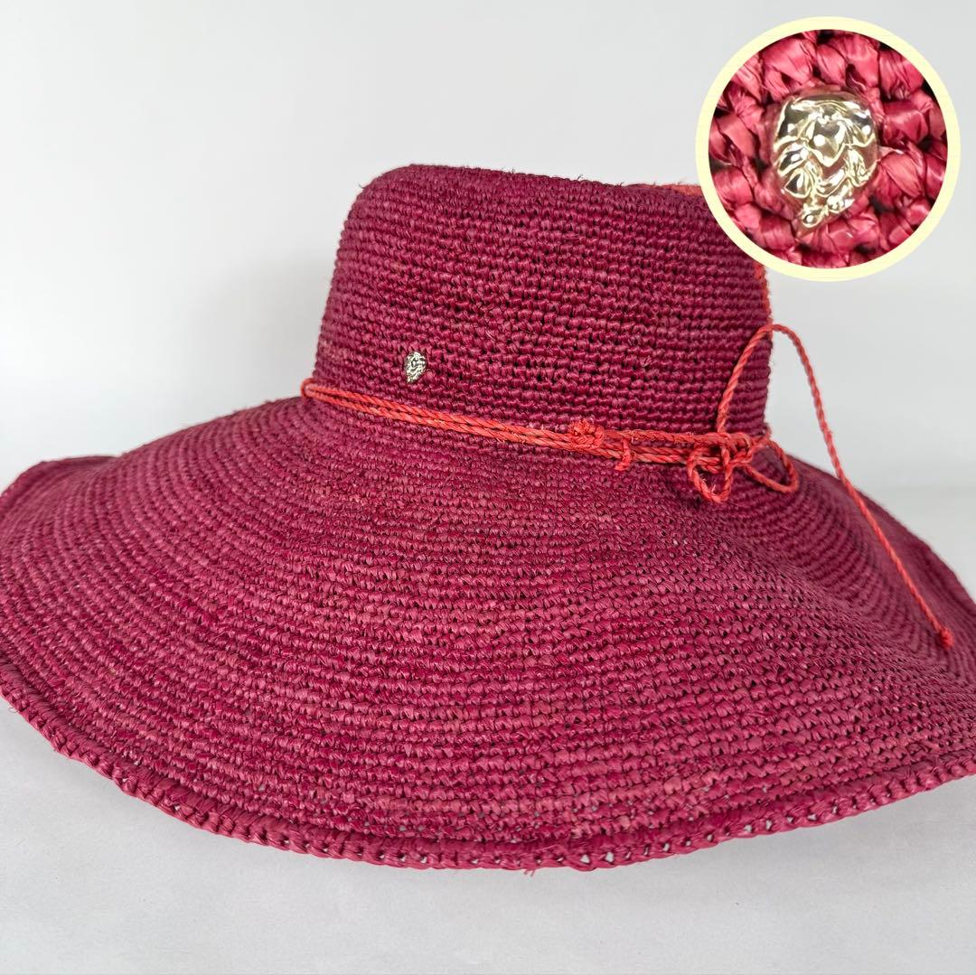 美品/希少柄✨ ヘレンカミンスキー ラフィアハット 14cm ツバ広 OSサイズ