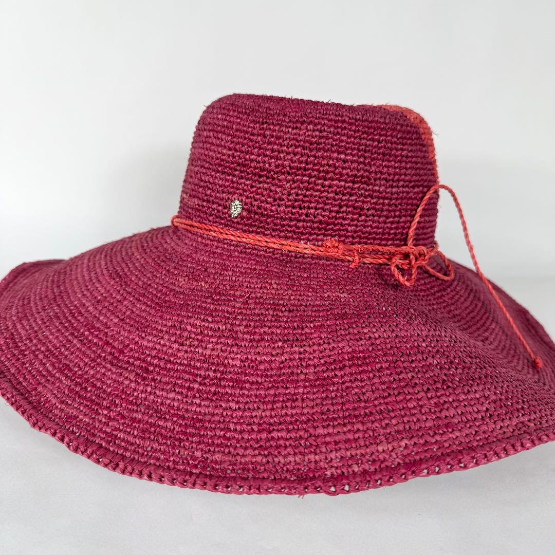 美品/希少柄✨ ヘレンカミンスキー ラフィアハット 14cm ツバ広 OSサイズ