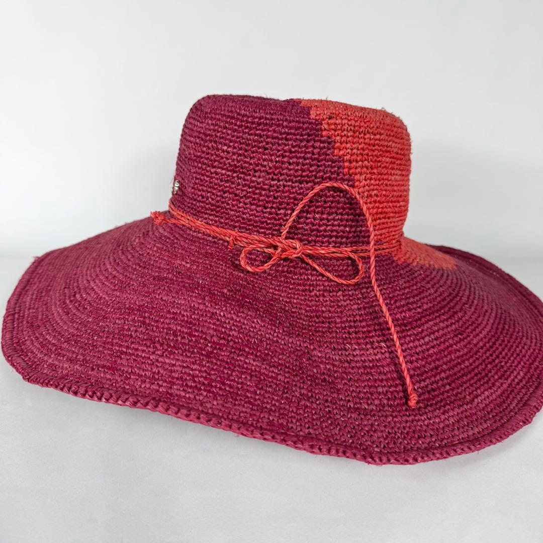 美品/希少柄✨ ヘレンカミンスキー ラフィアハット 14cm ツバ広 OSサイズ