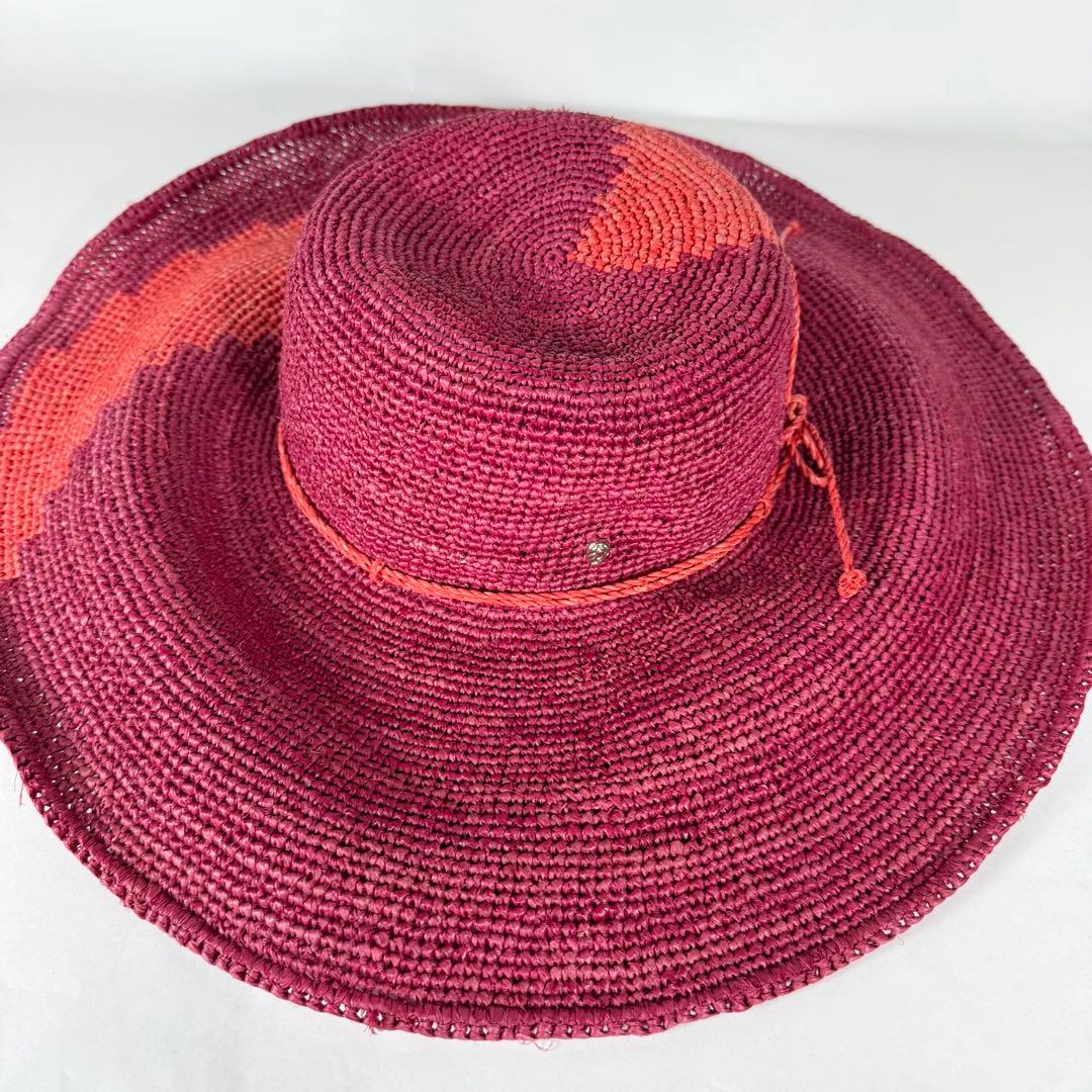 美品/希少柄✨ ヘレンカミンスキー ラフィアハット 14cm ツバ広 OSサイズ