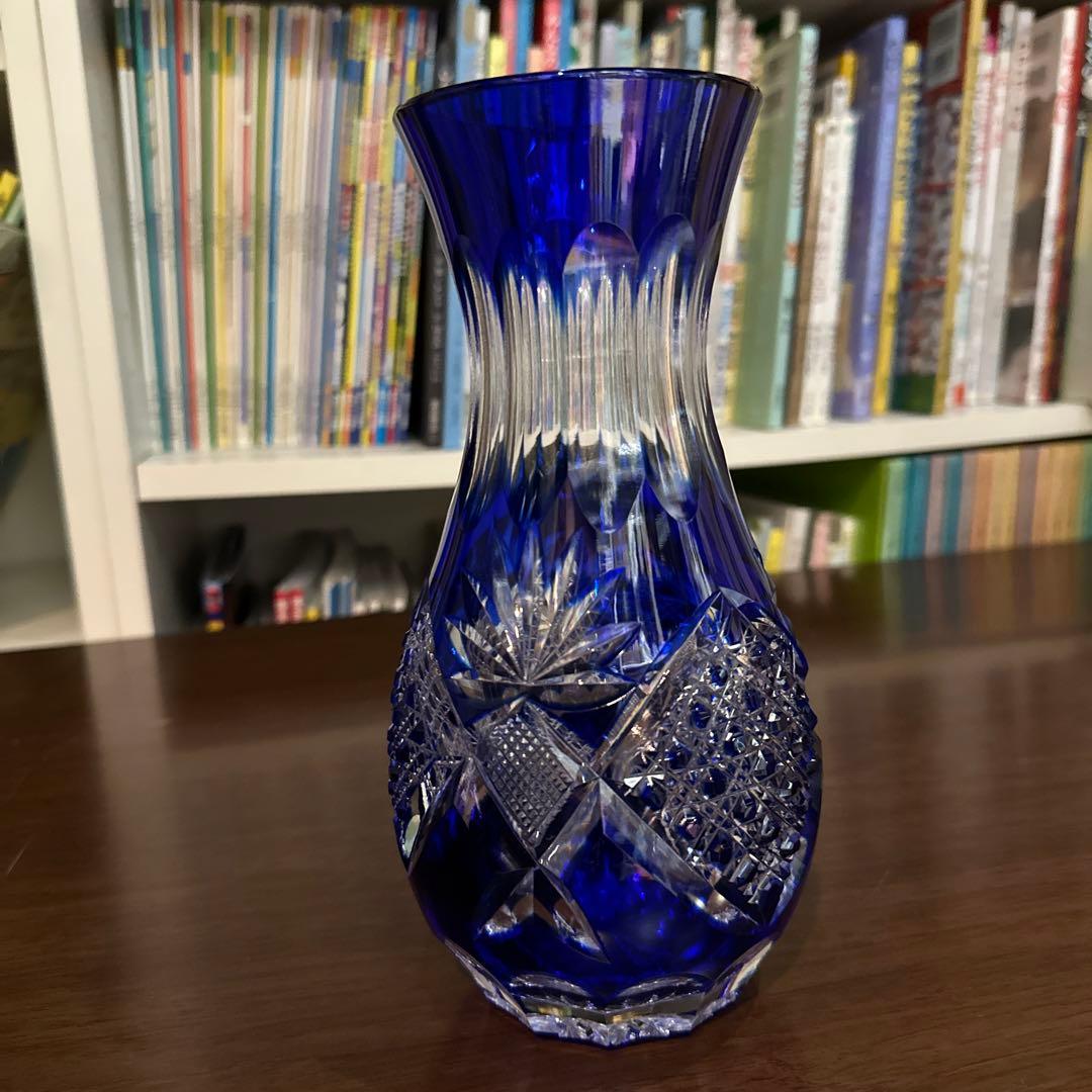 江戸切子　花器　南端久司　伝統工芸品　新品未使用