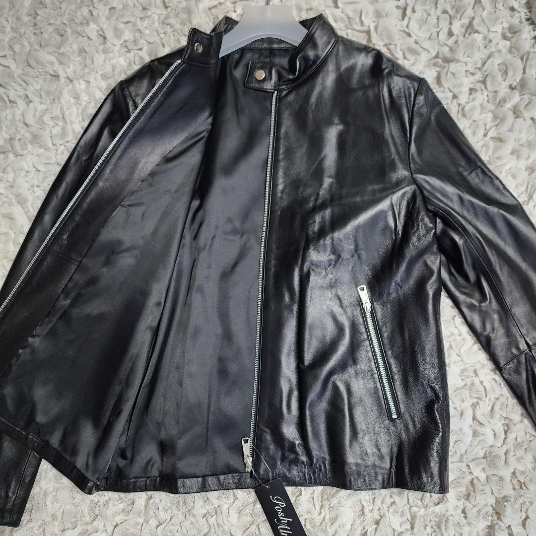 りんご新品未使用 ポッシュアロマ シングルライダース レザージャケットXL