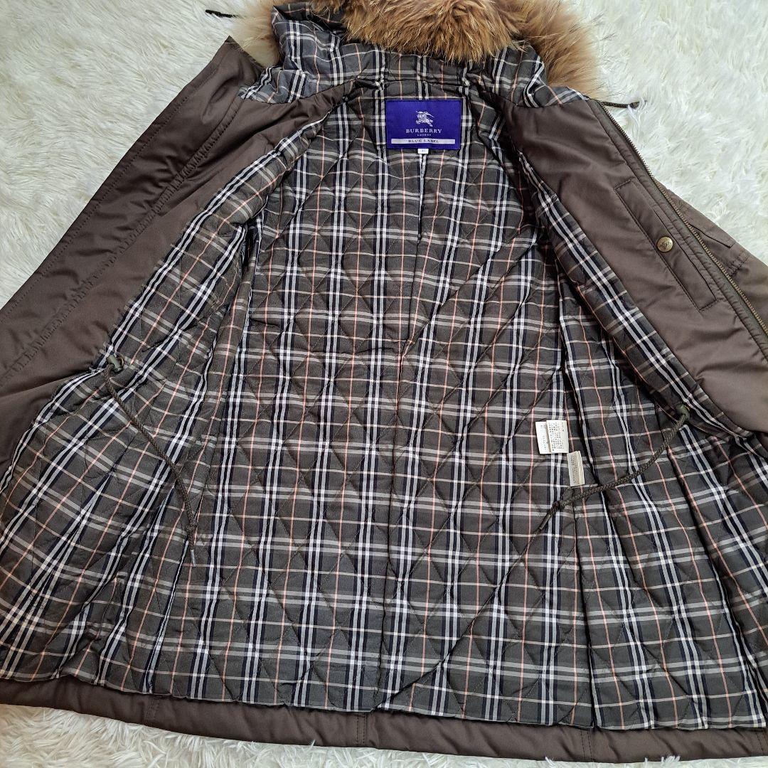 【BURBERRY BLUE LABEL】ラクーンファーノバチェックモッズコート