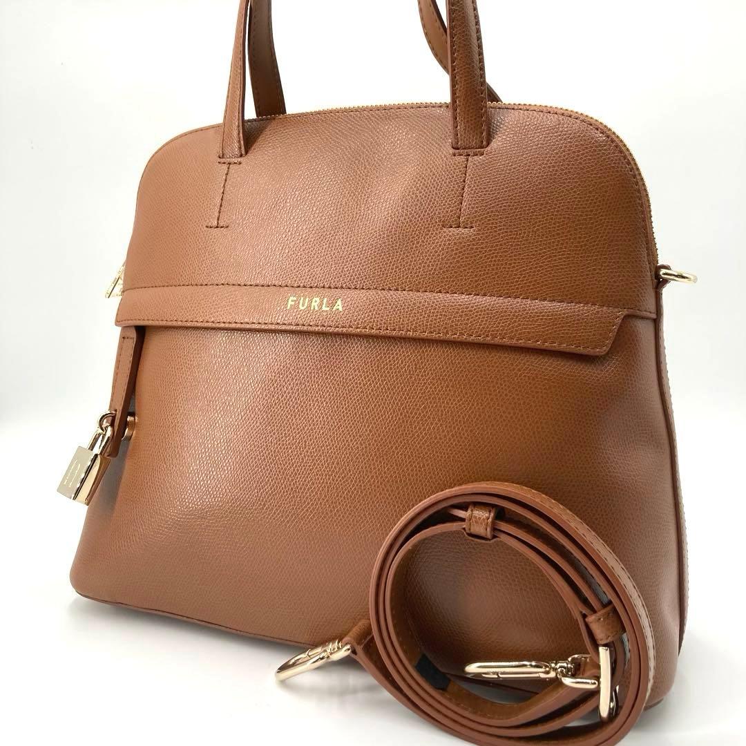 極美品✨FURLA フルラ 現行 パイパー 2way ハンドバッグ キャメル