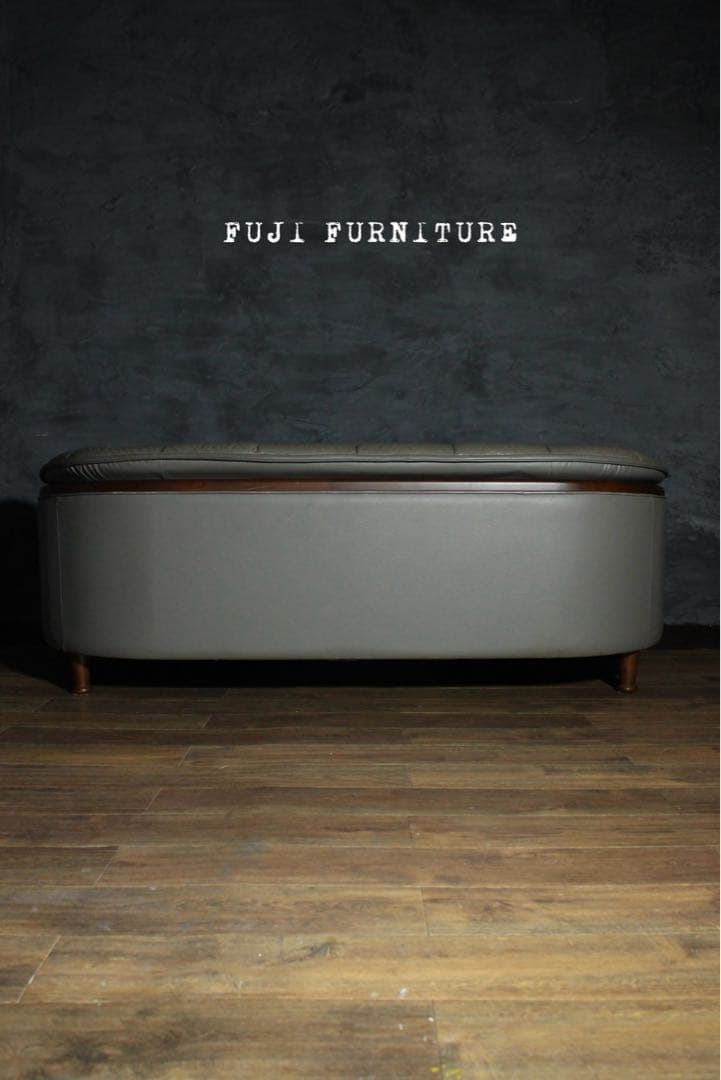 首都圏送無料〜オールドカラー&デザイン　本革　オーク肘掛け　3人掛け　美　ソファ