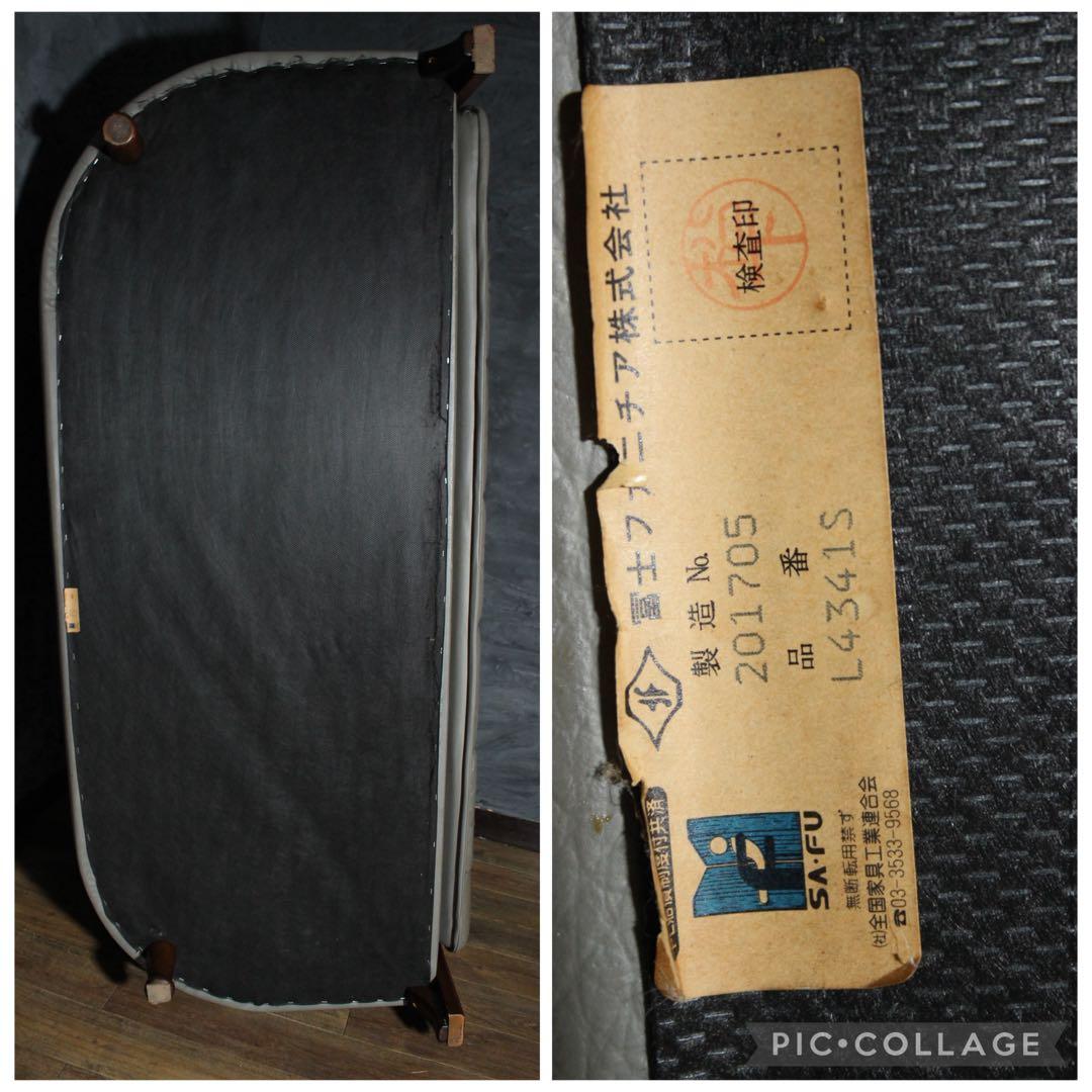 首都圏送無料〜オールドカラー&デザイン　本革　オーク肘掛け　3人掛け　美　ソファ