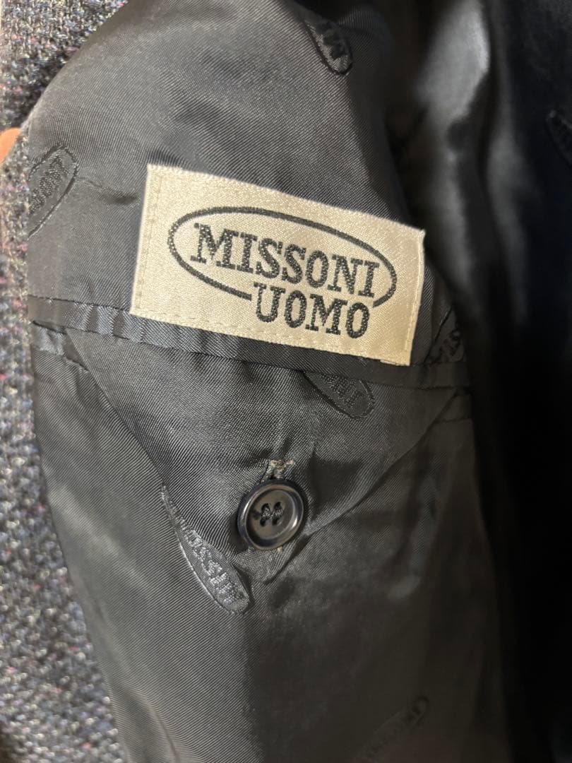 MISSONI UOMO ネイビーネップ　テーラードジャケット