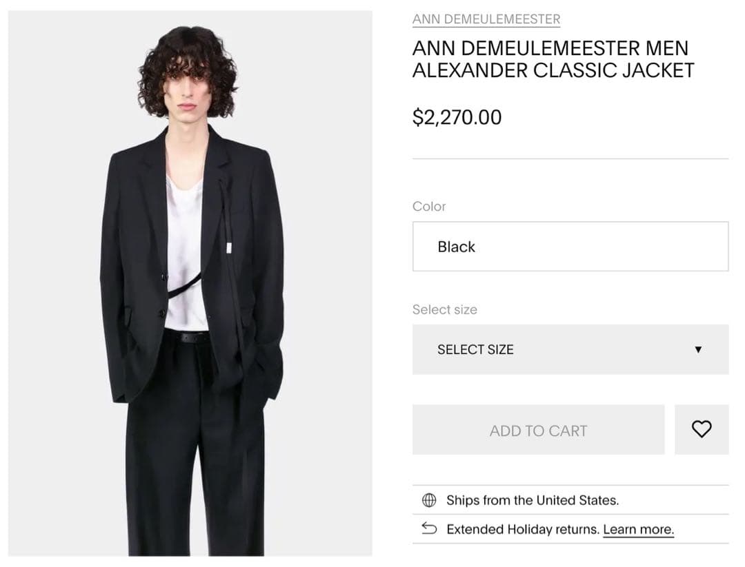 ジャケット・アウター ANN DEMEULEMEESTER ALEXANDER JACKET