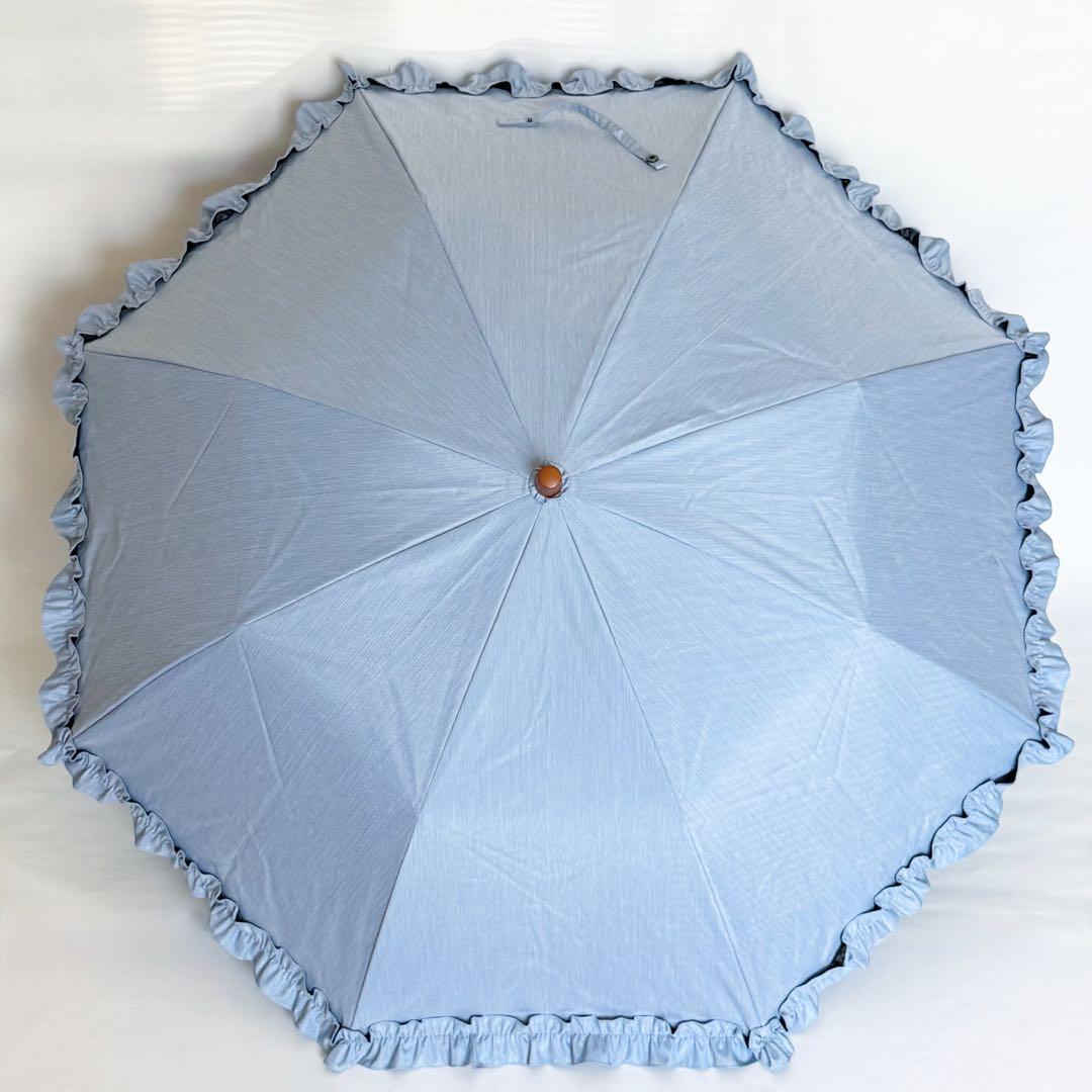 サンバリア　折りたたみ日傘　２段折 フリル フロスト　ブルー