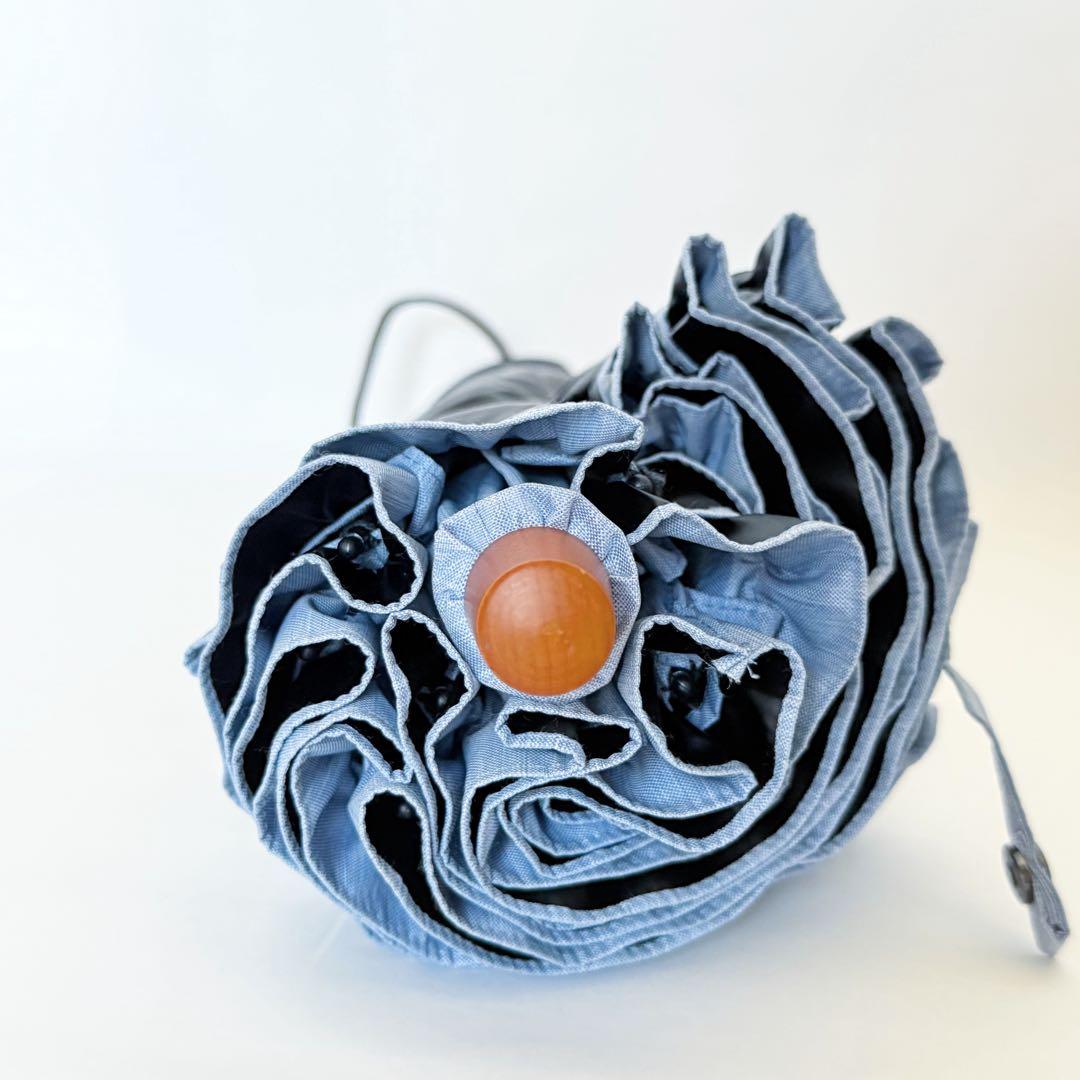 サンバリア　折りたたみ日傘　２段折 フリル フロスト　ブルー