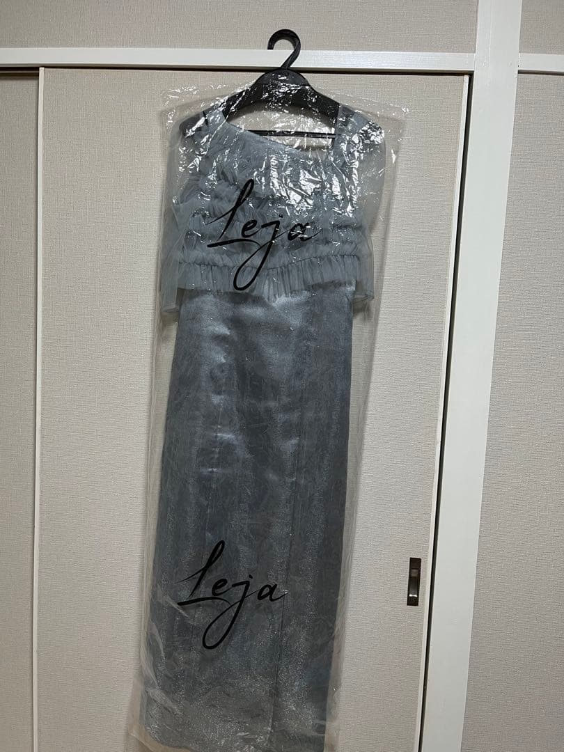 LEJA チュールアシンメトリーティアードフリルIラインワンピースドレス