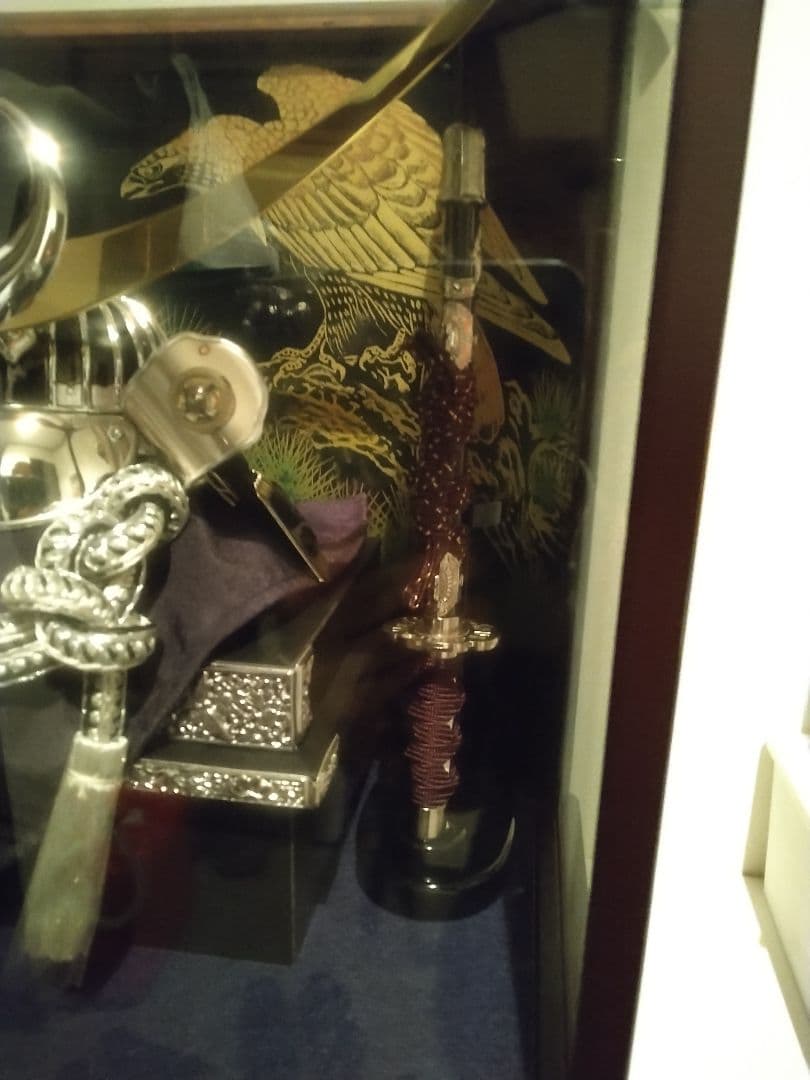 五月人形 兜飾り　福仙　ガラスケース　上杉謙信