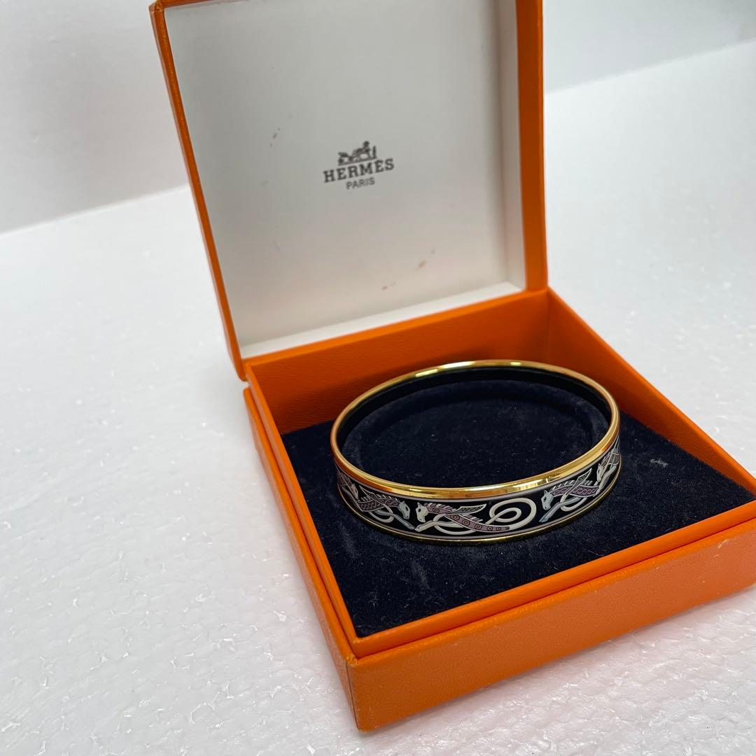 エルメス HERMES エマイユ バングル ブレスレット 七宝焼き ドラゴン