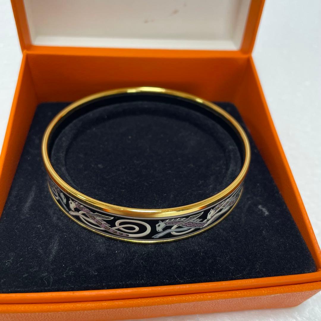 エルメス HERMES エマイユ バングル ブレスレット 七宝焼き ドラゴン