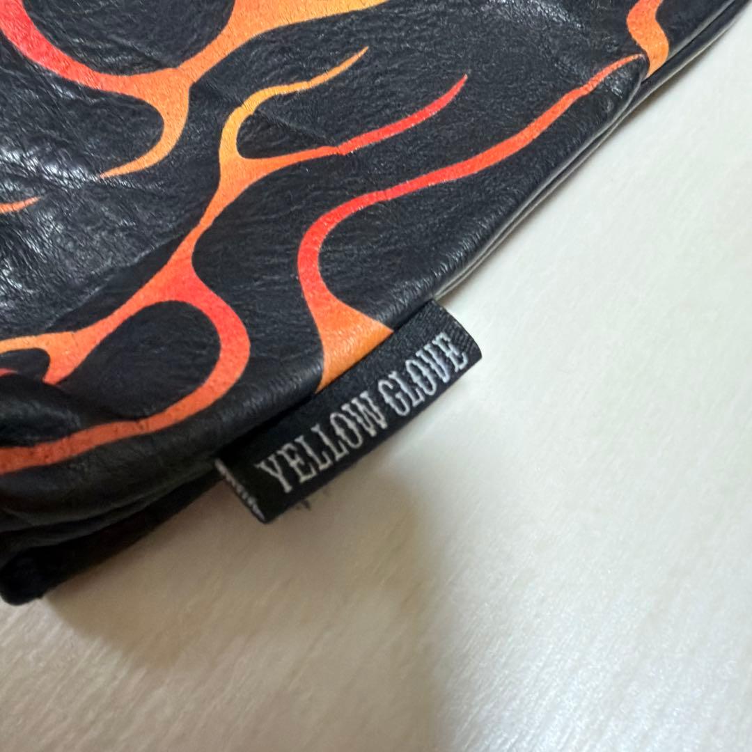 バイクウェア・装備 YELLOWGLOVE SHORT GLOVE / RED FLAMES L