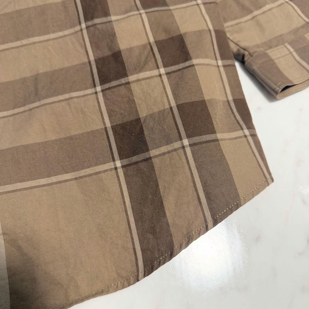 【美品】バーバリーロンドン メガチェック柄 長袖 シャツ 46 大きいサイズ 茶