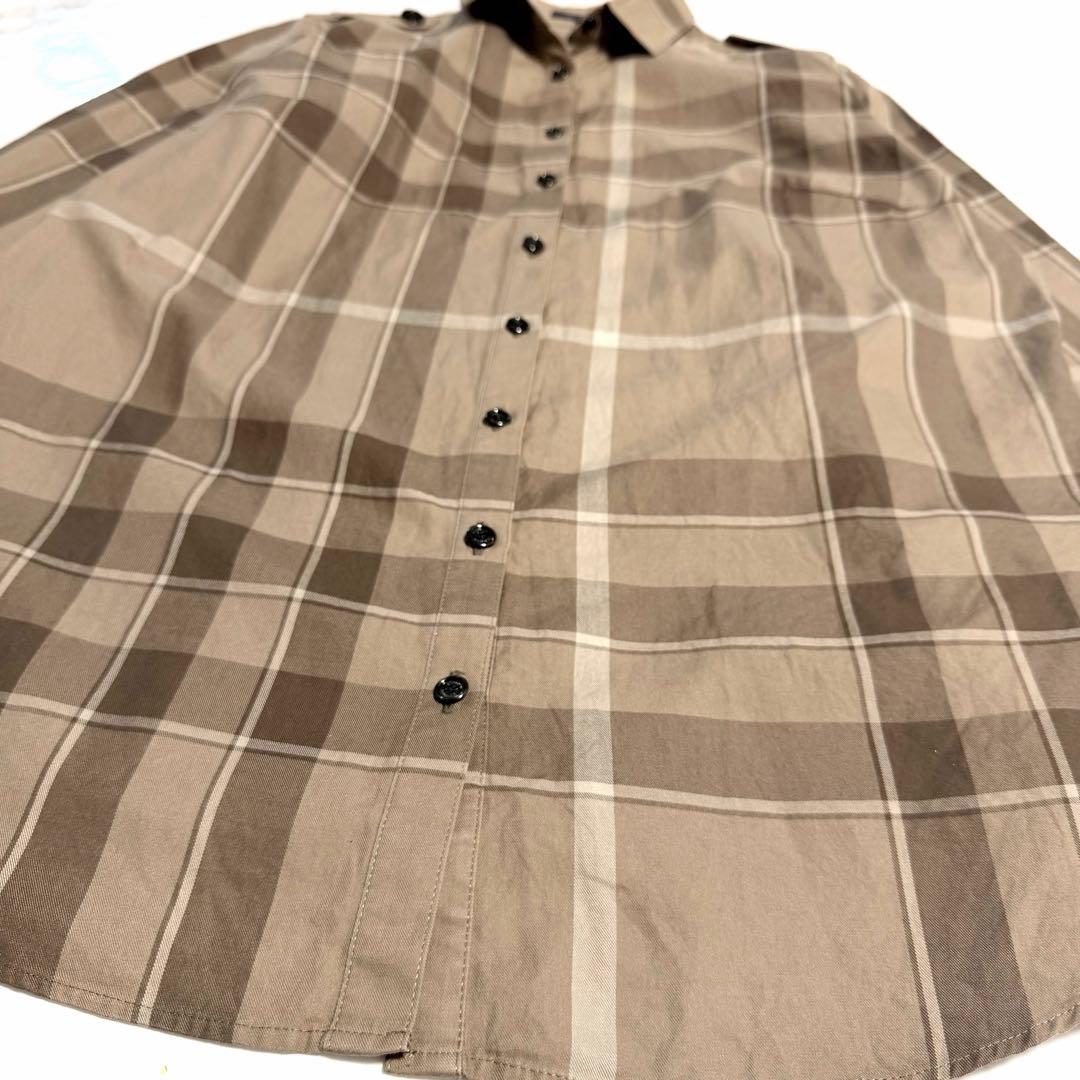 【美品】バーバリーロンドン メガチェック柄 長袖 シャツ 46 大きいサイズ 茶
